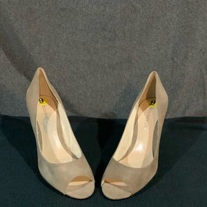 Brand new tan suede open toe